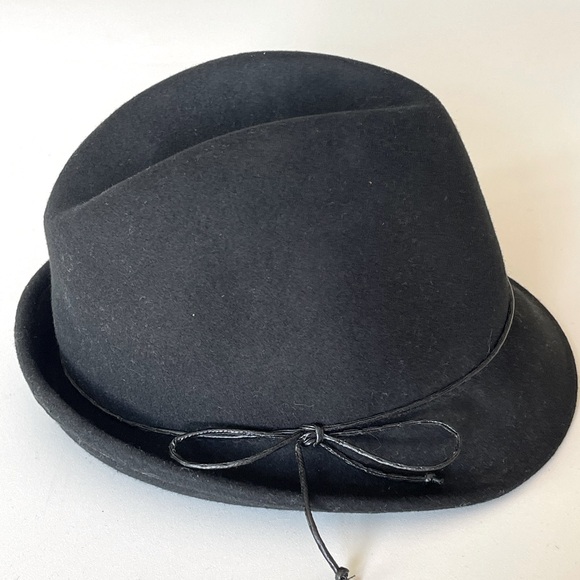 Scala Collezione Handcrafted 100% Wool Fedora in Black Tie Detail One Size - Picture 1 of 8